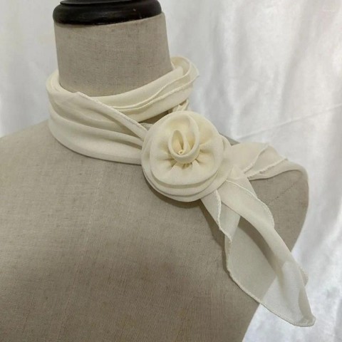 Elegant Satin Scarf with Rose Design - Soft Chiffon for Women