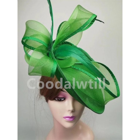 Elegant Green Fascinator Hair Cap for Women - Perfect for Formal Events & Weddings
