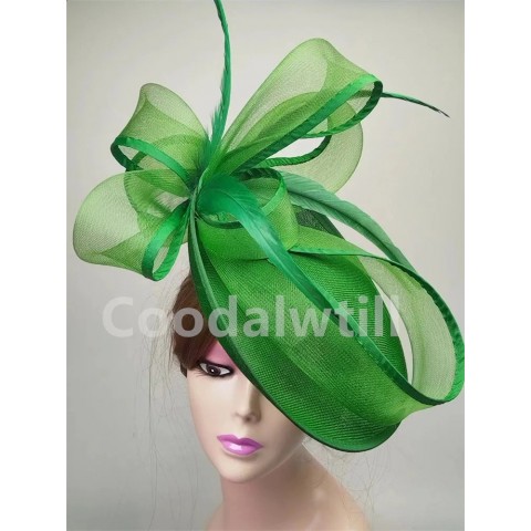 Elegant Green Fascinator Hair Cap for Women - Perfect for Formal Events & Weddings