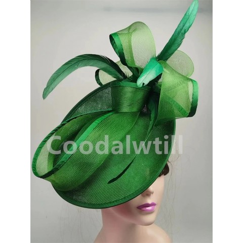 Elegant Green Fascinator Hair Cap for Women - Perfect for Formal Events & Weddings