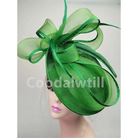 Elegant Green Fascinator Hair Cap for Women - Perfect for Formal Events & Weddings