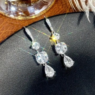 Dangle Earrings with Cubic Zirconia for Women - Trendy Crystal Jewelry for Weddings and Parties