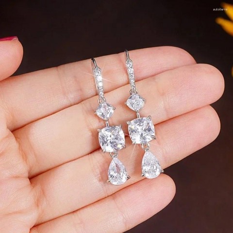 Dangle Earrings with Cubic Zirconia for Women - Trendy Crystal Jewelry for Weddings and Parties