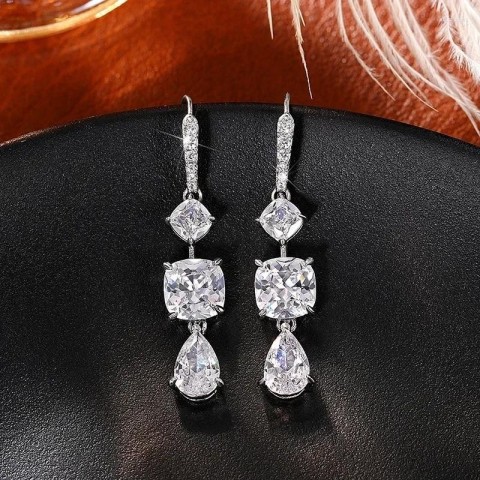 Dangle Earrings with Cubic Zirconia for Women - Trendy Crystal Jewelry for Weddings and Parties