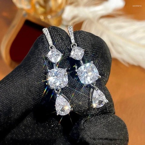 Dangle Earrings with Cubic Zirconia for Women - Trendy Crystal Jewelry for Weddings and Parties