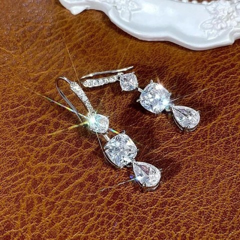 Dangle Earrings with Cubic Zirconia for Women - Trendy Crystal Jewelry for Weddings and Parties