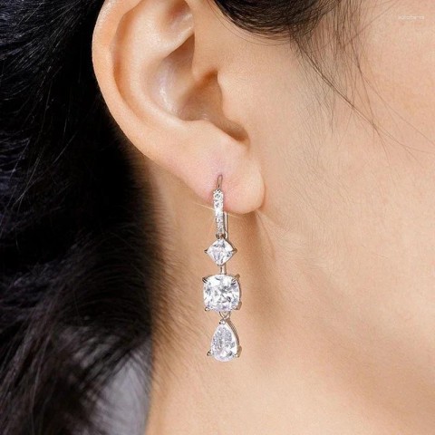 Dangle Earrings with Cubic Zirconia for Women - Trendy Crystal Jewelry for Weddings and Parties