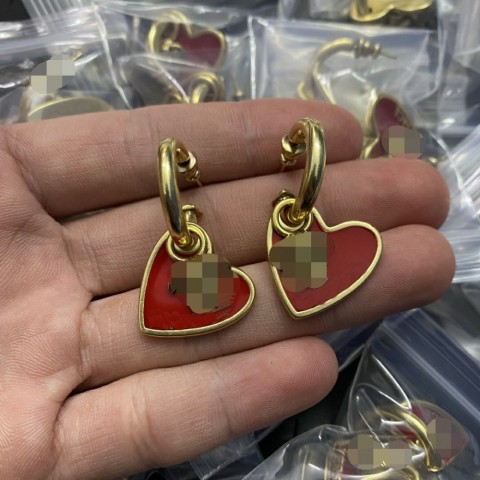 Women's Versatile Medusa Portrait Heart Earrings with 18K Gold Plated Brass and Diamonds