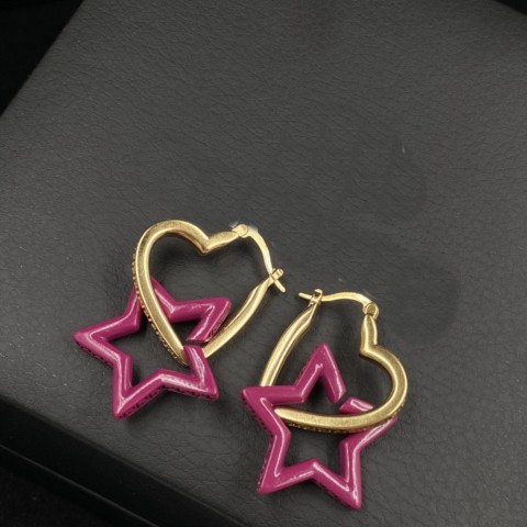 Women's Versatile Medusa Portrait Heart Earrings with 18K Gold Plated Brass and Diamonds