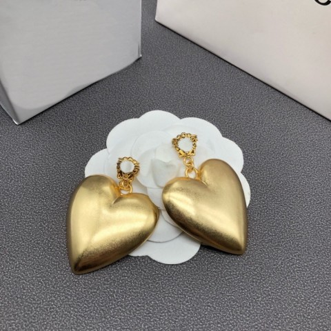 Women's Versatile Medusa Portrait Heart Earrings with 18K Gold Plated Brass and Diamonds