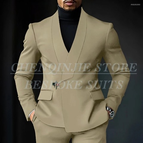 Chic Slim Fit Shawl Lapel Green Men's Suits for Wedding by Customized Brand