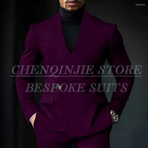 Chic Slim Fit Shawl Lapel Green Men's Suits for Wedding by Customized Brand