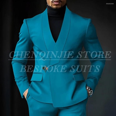 Chic Slim Fit Shawl Lapel Green Men's Suits for Wedding by Customized Brand