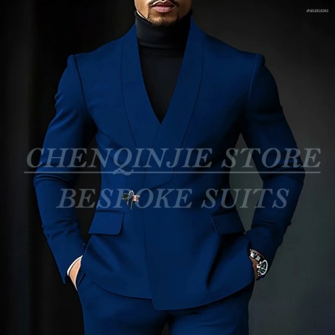 Chic Slim Fit Shawl Lapel Green Men's Suits for Wedding by Customized Brand