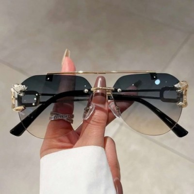 Vintage Rimless Gradient Sunglasses for Men and Women