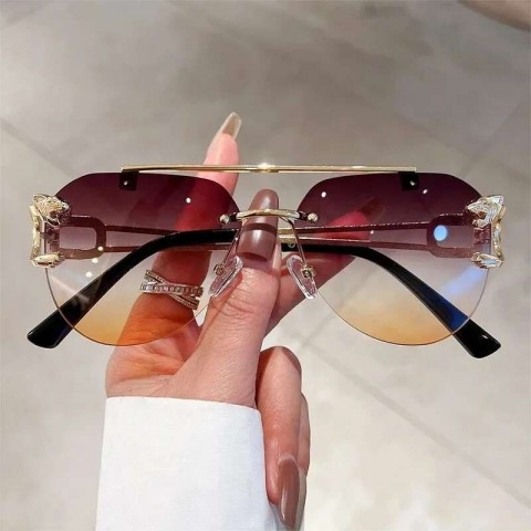 Vintage Rimless Gradient Sunglasses for Men and Women