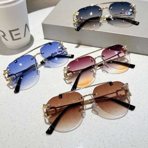 Vintage Rimless Gradient Sunglasses for Men and Women