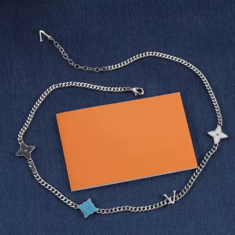 Jewelry Flower Letter Pendant Necklaces, Unisex Classic Design, 45cm Blue White Zinc Plated