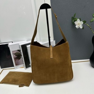 Luxury Brown Suede Y2K Bucket Shoulder Bag for Women