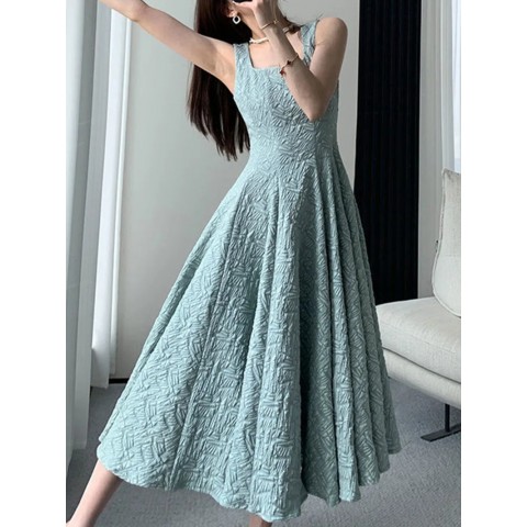 Women's Elegant Vintage Y2K Floor-Length Chiffon Slip Dress Green