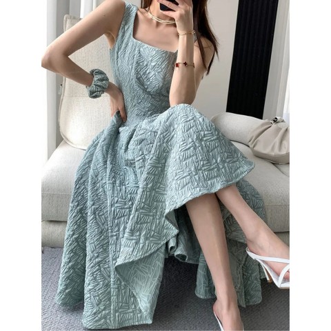 Women's Elegant Vintage Y2K Floor-Length Chiffon Slip Dress Green