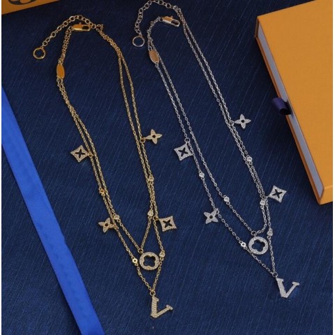 Jewelry Flower Letter Pendant Necklaces, Unisex Classic Design, 45cm Blue White Zinc Plated