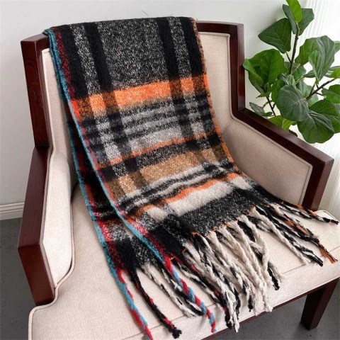 Warm Casual Plaid Cashmere Scarf for Men and Women