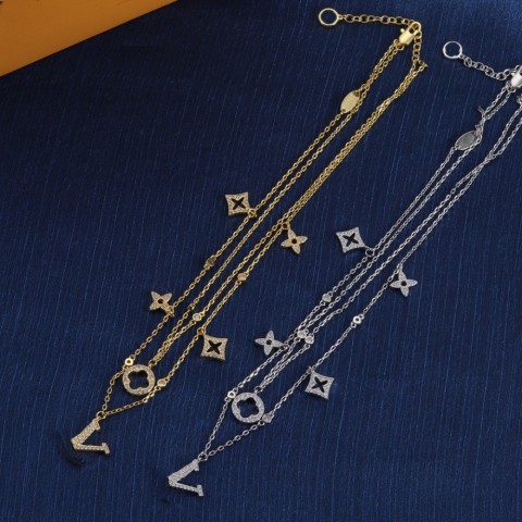Jewelry Flower Letter Pendant Necklaces, Unisex Classic Design, 45cm Blue White Zinc Plated