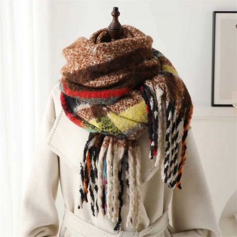 Warm Casual Plaid Cashmere Scarf for Men and Women