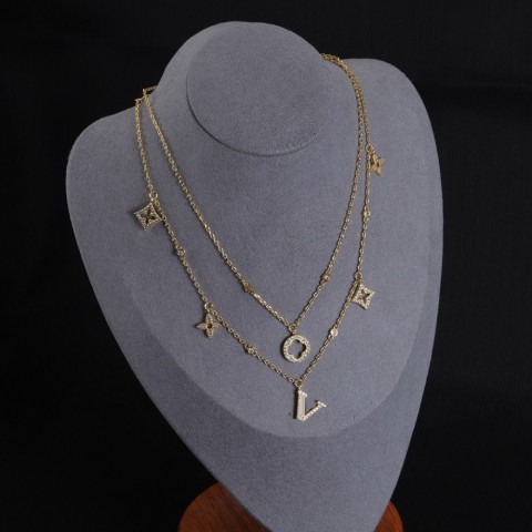 Jewelry Flower Letter Pendant Necklaces, Unisex Classic Design, 45cm Blue White Zinc Plated
