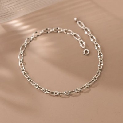 Minimalist 925 Sterling Silver Anklet for Women, 24 CM Chain Foot Jewelry