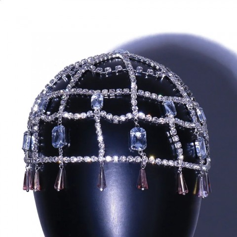 Glam Crystal Fringe Tiara for Women - Wedding Hair Accessory Rhinestone Decor 250420
