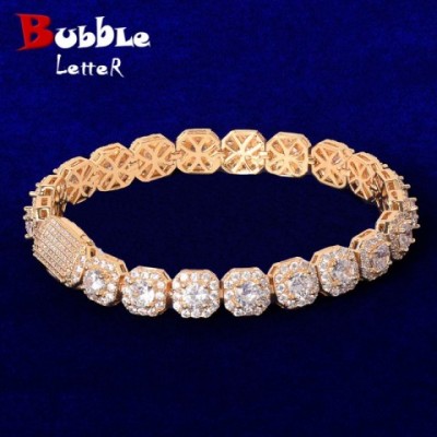 Men's Real Gold Plated Chain Bubble Letter Bracelet