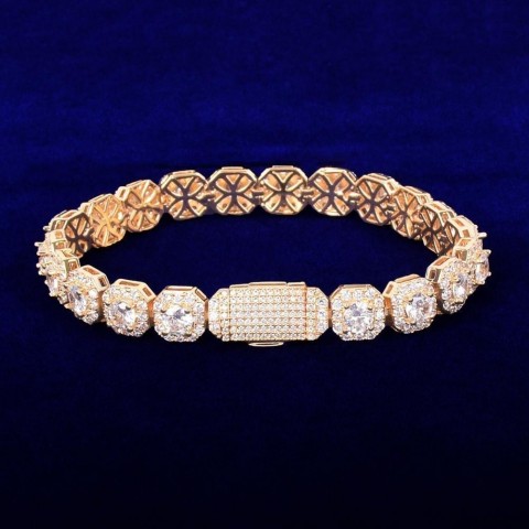 Men's Real Gold Plated Chain Bubble Letter Bracelet