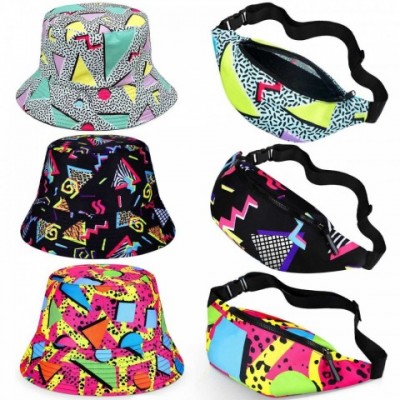 Neon 80s-90s Fanny Pack Bucket Hats Set for Men - W241024