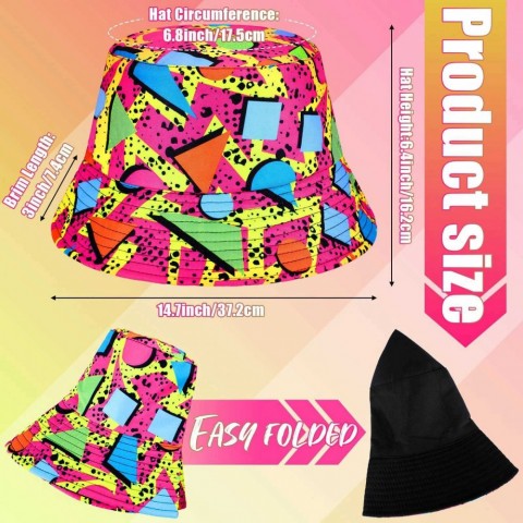 Neon 80s-90s Fanny Pack Bucket Hats Set for Men - W241024