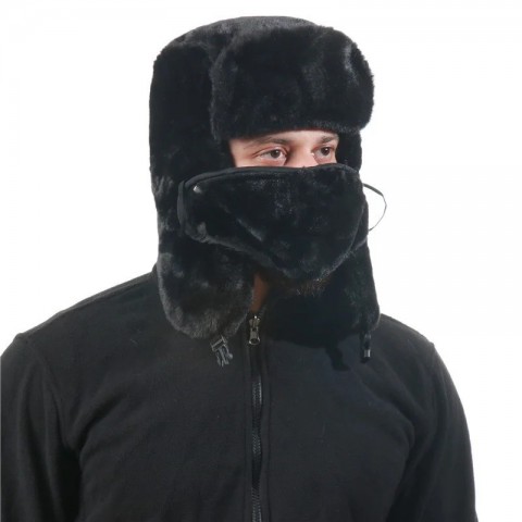 Russian Trapper Hat with Windproof Face Mask for Men