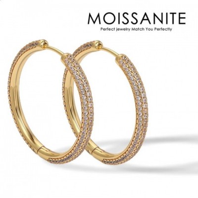Luxury Women's 30mm 18K Gold-Plated Silver Hoop Earrings - Elegant Bohemian Beach Jewelry