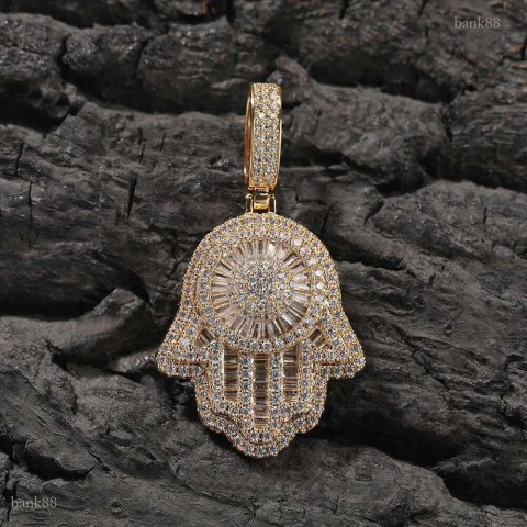 Elegant 5A Zircon Gold Plated Hip Hop Vintage Pendant Necklace Unisex Gift