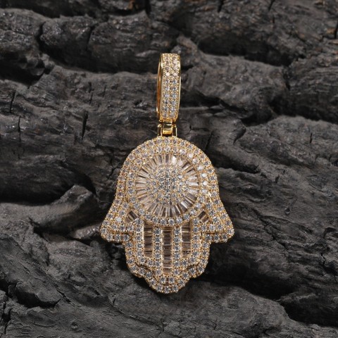 Elegant 5A Zircon Gold Plated Hip Hop Vintage Pendant Necklace Unisex Gift