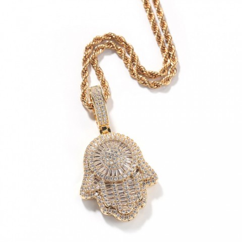 Elegant 5A Zircon Gold Plated Hip Hop Vintage Pendant Necklace Unisex Gift