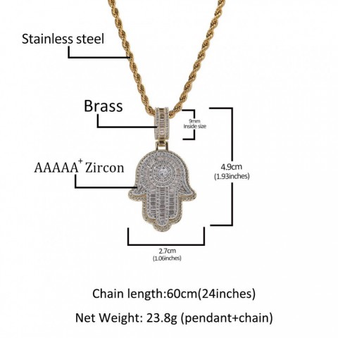 Elegant 5A Zircon Gold Plated Hip Hop Vintage Pendant Necklace Unisex Gift