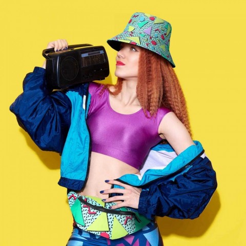 Neon 80s-90s Fanny Pack Bucket Hats Set for Men - W241024