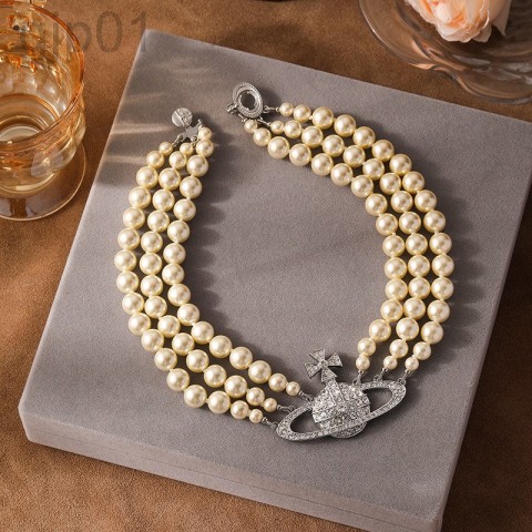Vivienne Westwood Inspired Three Layer Pearl Necklace for Women