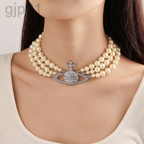 Vivienne Westwood Inspired Three Layer Pearl Necklace for Women