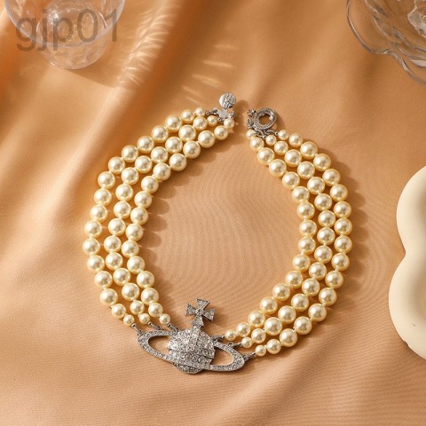 Vivienne Westwood Inspired Three Layer Pearl Necklace for Women