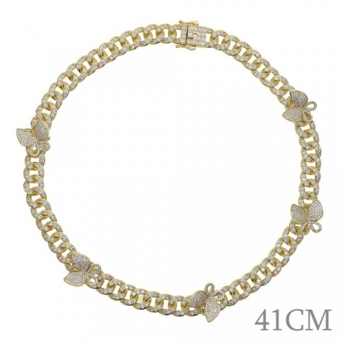 Anklets Women's Fashion CZ Rectangle Butterfly Anklet Gold Silver Bling Hiphop Jewelry