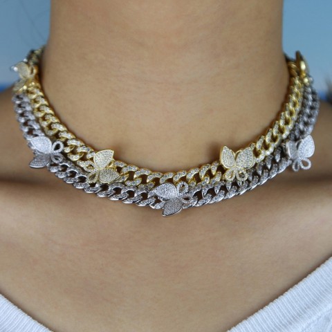 Anklets Women's Fashion CZ Rectangle Butterfly Anklet Gold Silver Bling Hiphop Jewelry