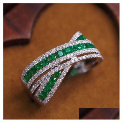 Emerald & Diamond Wedding Ring, 18K Gold Plated, Bohemian Style, Perfect Gift for Men & Women