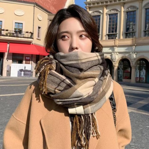 Warm Unisex Wool Scarves for Autumn Winter - Classic Thick Shawls 241007